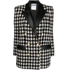Moschino Double-breasted Houndstooth Wool-blend Tweed Blazer In Black/white