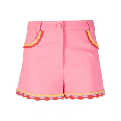 Moschino High-waisted Lace-trim Shorts In Pink