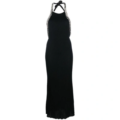Mrz Ribbed-knit Halterneck Dress In Black