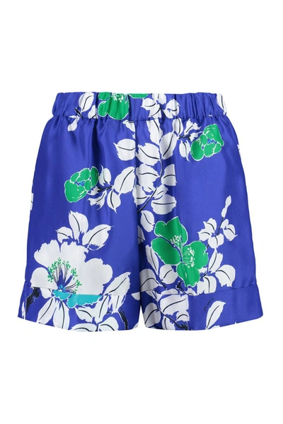 P.a.r.o.s.h Floral-print Short Shorts In Blue