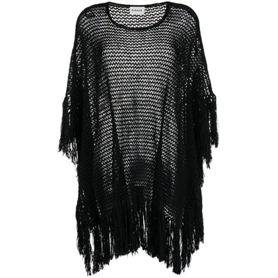 P.a.r.o.s.h Open-knit Frayed Top In Black