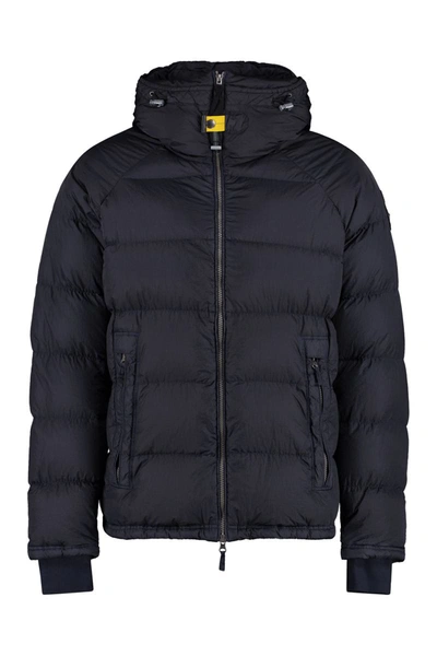 Parajumpers Norton Hooded Nylon Down Jacket In Blue