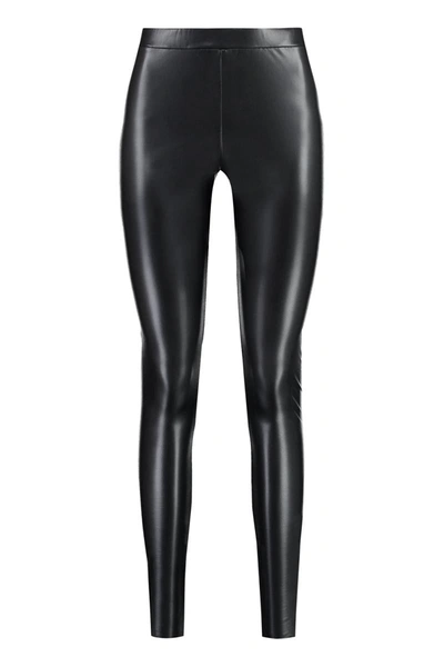 Pinko Ankle-length Faux Leather Leggings In Black