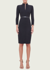 Akris Split-neck Double-face Wool Sheath Dress In Black