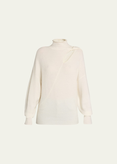 A.l.c Jensen Twist Cut-out Turtleneck Jumper In Ala?aster Gleam