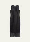 KHAITE DISSA SLEEVELESS WOOL MIDI CORSET DRESS WITH MESH