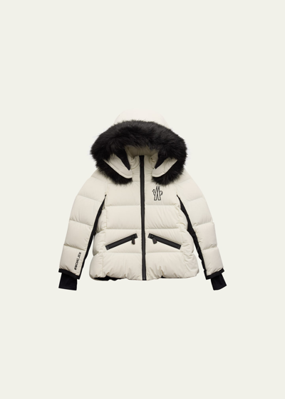 Moncler Babies' Girl's Sussies Faux Fur Hooded Puffer Jacket In Natural