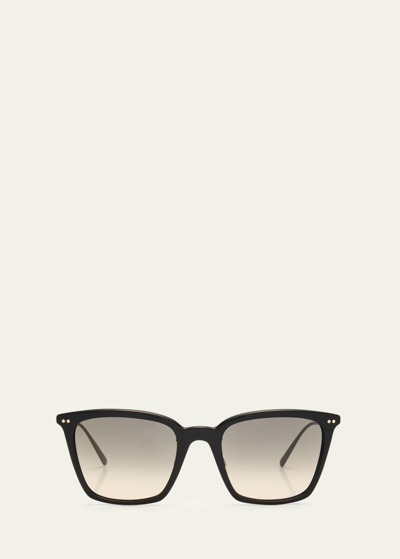 Brunello Cucinelli Gradient Acetate & Steel Square Sunglasses In Black
