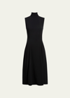 ANOTHER TOMORROW HIGH-NECK FLARED DRESS