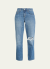 L AGENCE NEVIA LOW-RISE DISTRESSED STRAIGHT JEANS