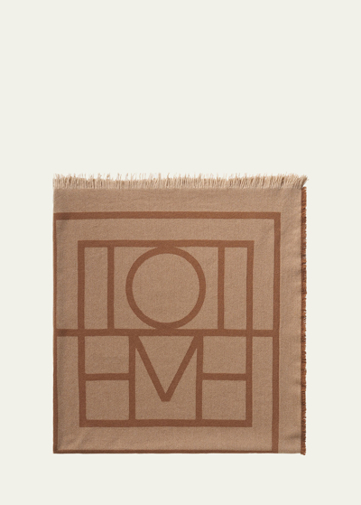 Totême Monogram Cashmere-blend Scarf In Macadamia Monogra