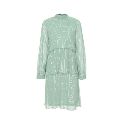 Armani Exchange 女士优雅气质印花轻薄连衣裙 In Green