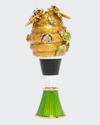 Jay Strongwater Beehive Wine Stopper And Stand In Multi