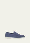 Loro Piana Summer Walk Suede Loafers In Blue