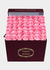 Venus Et Fleur Large Square Blush Roses Merlot Suede Bouquet In Pink