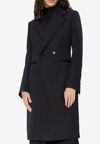Bottega Veneta Double-breasted Long Coat In Black