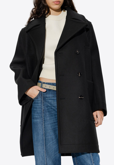 Bottega Veneta Green Double-breasted Coat In 3350 Dark Green