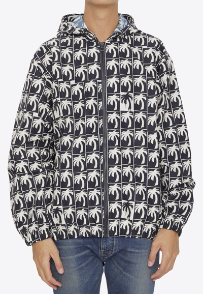 PALM ANGELS DRIPPING PALM PRINT WINDBREAKER JACKET