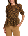 Nanette Lepore Clipped Dot Blouse In Black
