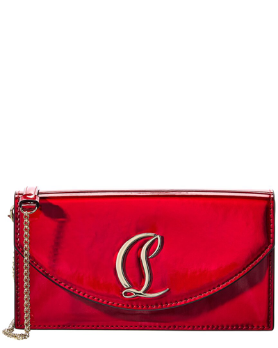 Christian Louboutin Loubi54 Calf Leather Clutch Shoulder Bag In Red