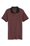 French Connection Contrast Collar Polo In Bordeaux Mel/ Dk Navy