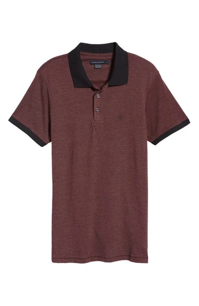 French Connection Contrast Collar Polo In Bordeaux Mel/ Dk Navy