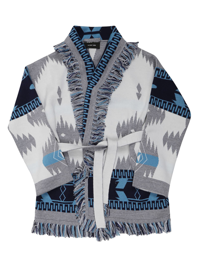 Alanui Icon Jacquard Cardigan In White Ice