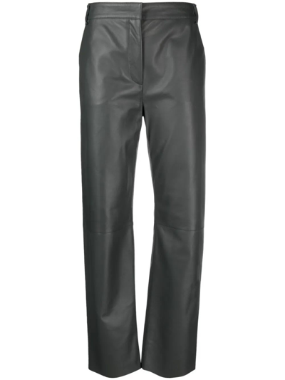 Antonelli Straight-leg Leather Trousers In Green