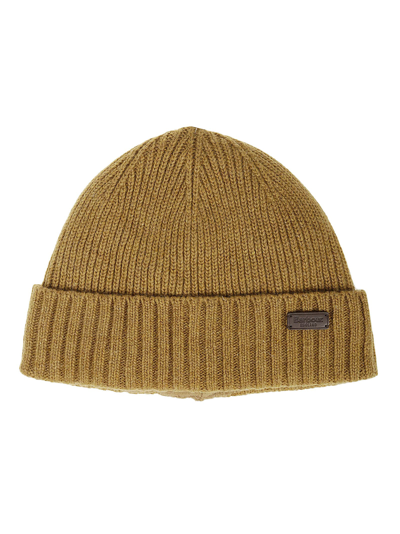 Barbour Logo-patch Ribbed Beanie In Yellow