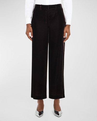 Theory Velvet Relax Straight-leg Pants In Mink