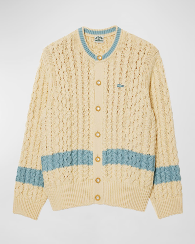 Lacoste X Le Fleur Striped Cardigan - Xs In Beige