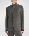 Rag & Bone Parker Mélange Tweed Cotton Blazer In Navymlge