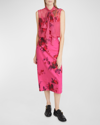 Erdem Floral-print Midi Pencil Skirt In Cerise
