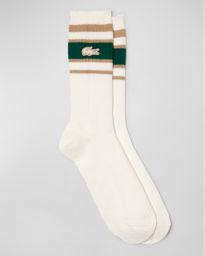 Lacoste X Le Fleur Striped Socks - 9 - 12.5 In White