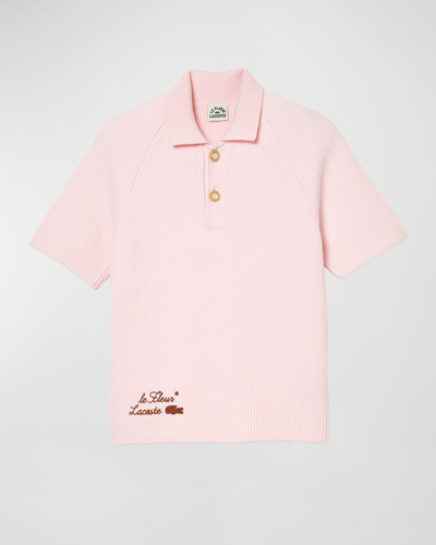 Lacoste X Le Fleur Men's Ribbed Polo Sweater In Nidus Bis