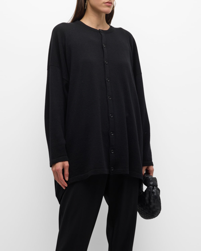 Eskandar Smaller Front Larger Back Cardigan (long Length) In Black