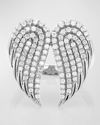 SHERYL LOWE STERLING SILVER PAVE DIAMOND FOLDED DOUBLE WING RING