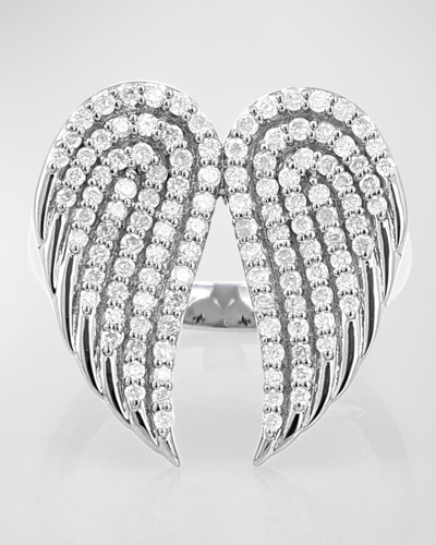 Sheryl Lowe Sterling Silver Pave Diamond Folded Double Wing Ring