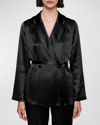 Joseph Joubert Silk Satin Jacket In Black