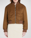 Weekend Max Mara Ribbed-trim Cropped Bomber Jacket In Tobacco