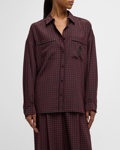 Frame Ritz Printed Silk Button-front Shirt In Bordeaux Multi