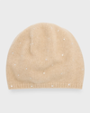 Carolyn Rowan Cashmere Baggy Beanie With Scattered Swarovski Crystals In New Oatmeal