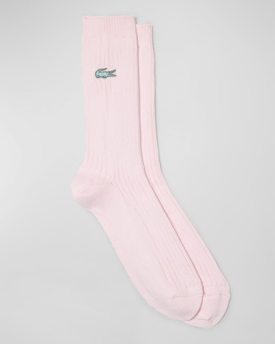 Lacoste X Le Fleur Ribbed Socks - 9 - 12.5 In Pink