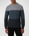 Bugatchi Color Block Merino Wool Blend Crewneck Sweater In Anthracite