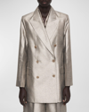 Joseph Chapone Metallic Double-breasted Coat In Metallic Spark
