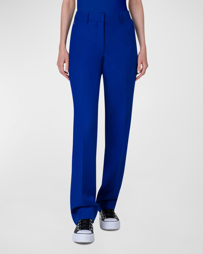 Akris Meghan Mid-rise Straight-leg Cotton Silk Double Face Pants In Ink