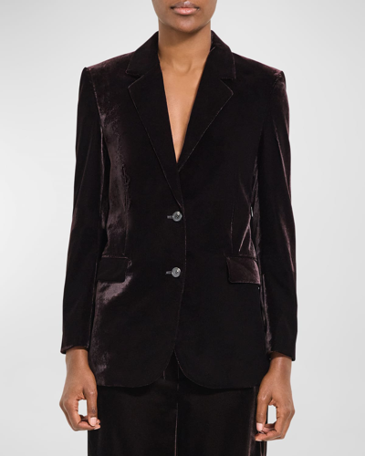 Theory Tailored Drape Velvet Slim-fit Jacket In Mink