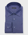 Stefano Ricci Men's Cotton Tonal Check Dress Shirt In Blue
