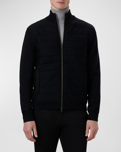 Bugatchi Men's Full-zip Quilted Sweater In Caviar