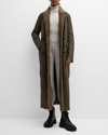 UTZON COSMOS LEATHER TRENCH COAT WITH SHEARLING TRIM
